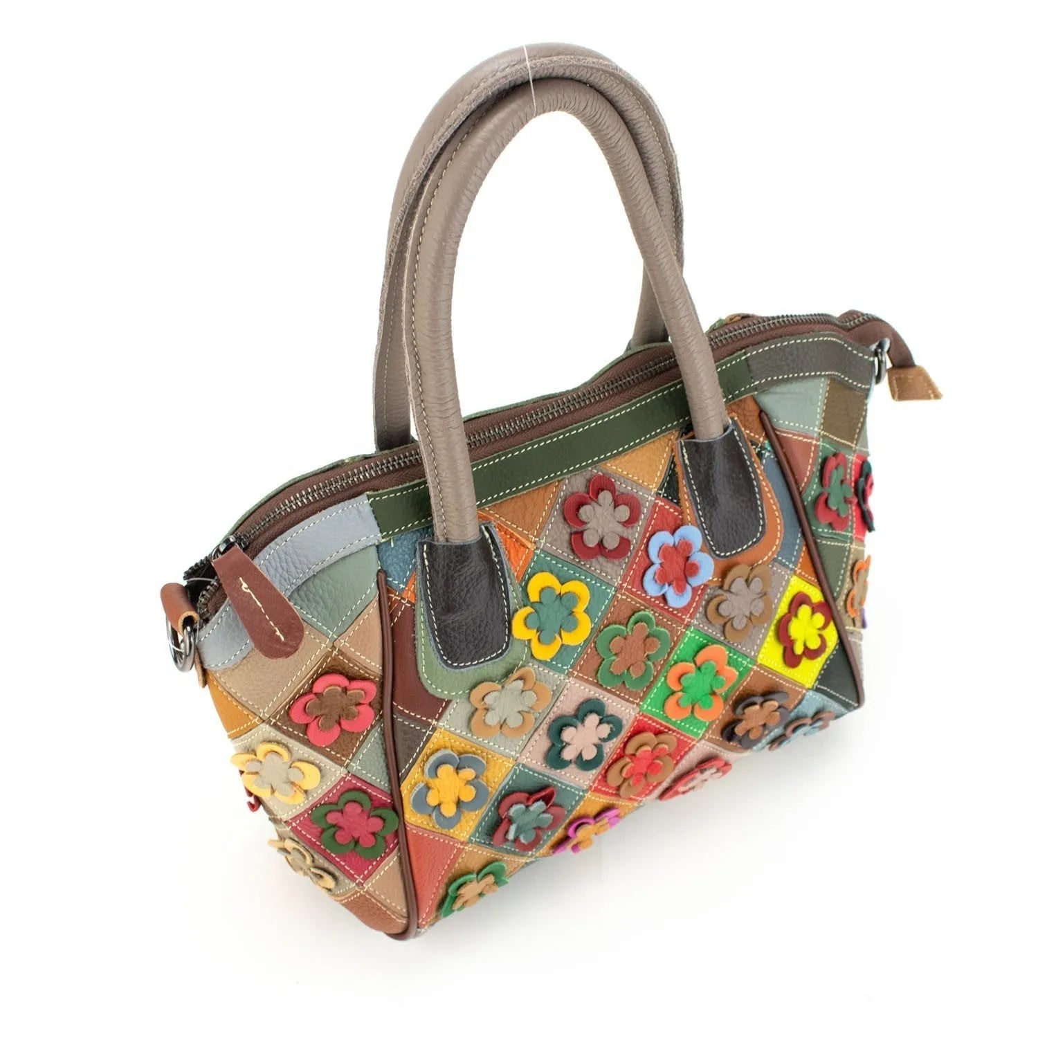 Bolso tote de Piel Pregato Mosaic Flowers - KimondoShop