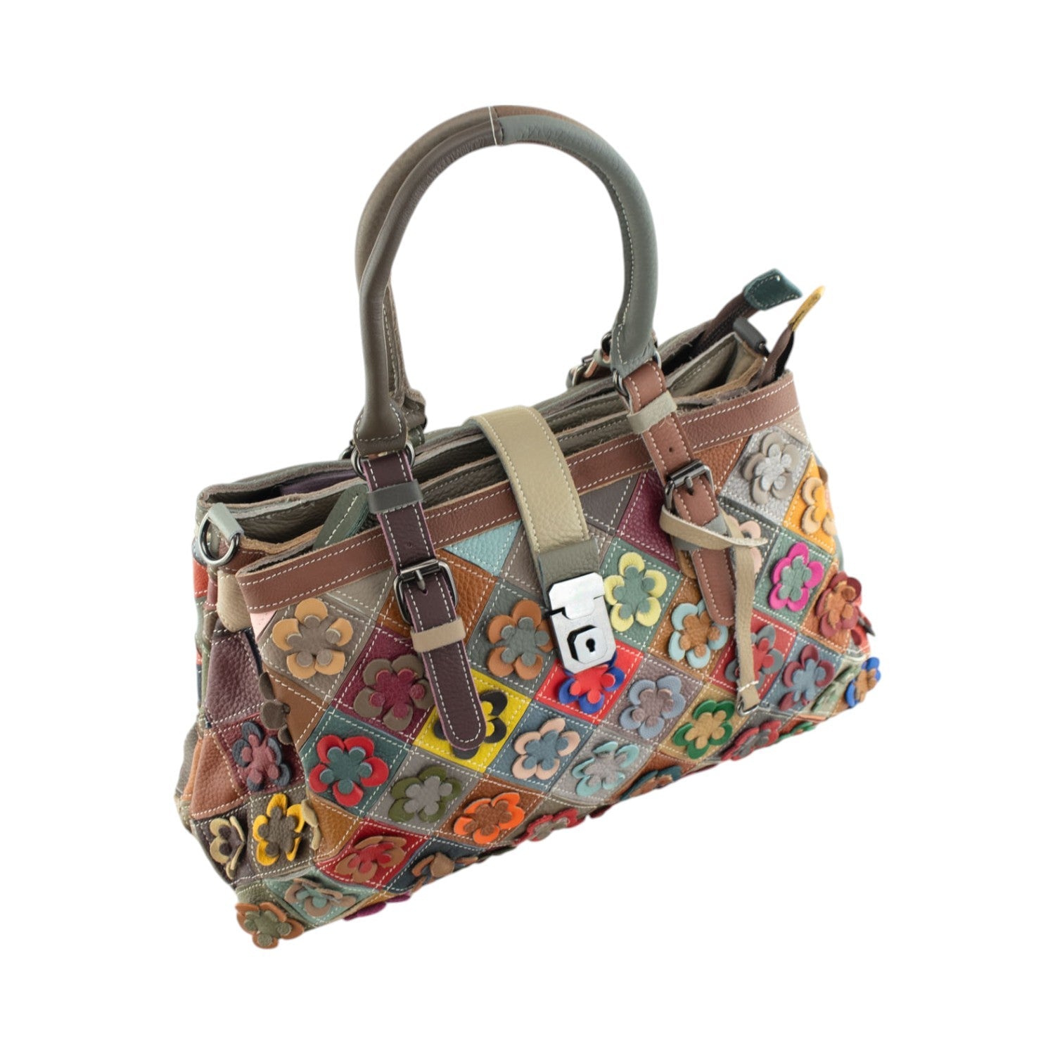 Bolso triple de Piel Pregato Mosaic Flowers - KimondoShop