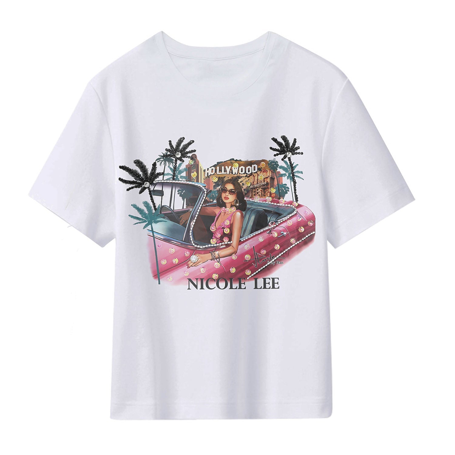 Camiseta manga corta Nicole Lee Hollywood Drive Blanco - KimondoShop