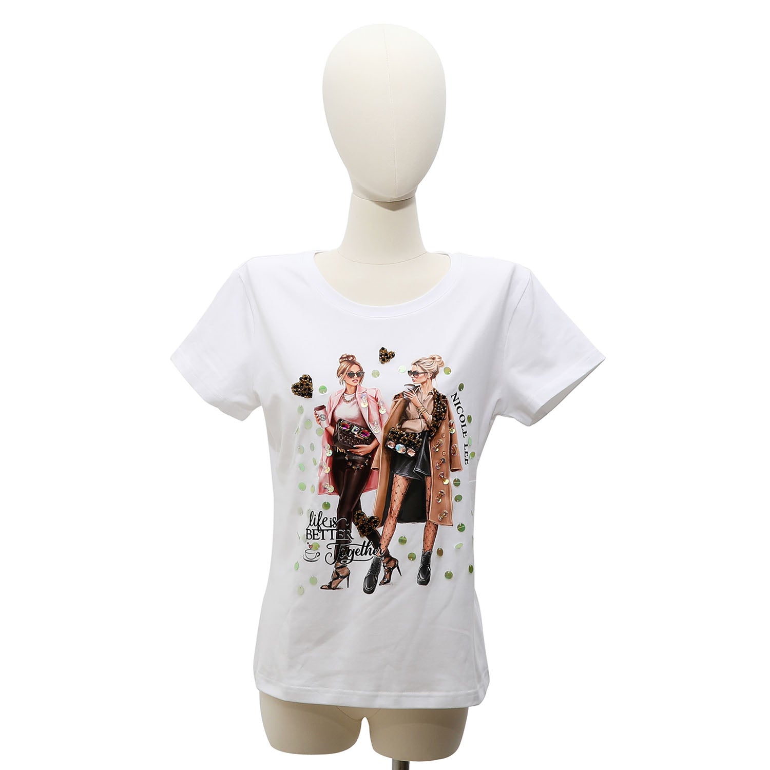 Camiseta manga corta Nicole Lee Ladies Night Blanco - KimondoShop