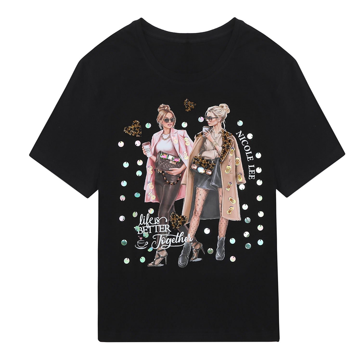 Camiseta manga corta Nicole Lee Ladies Night Negro - KimondoShop