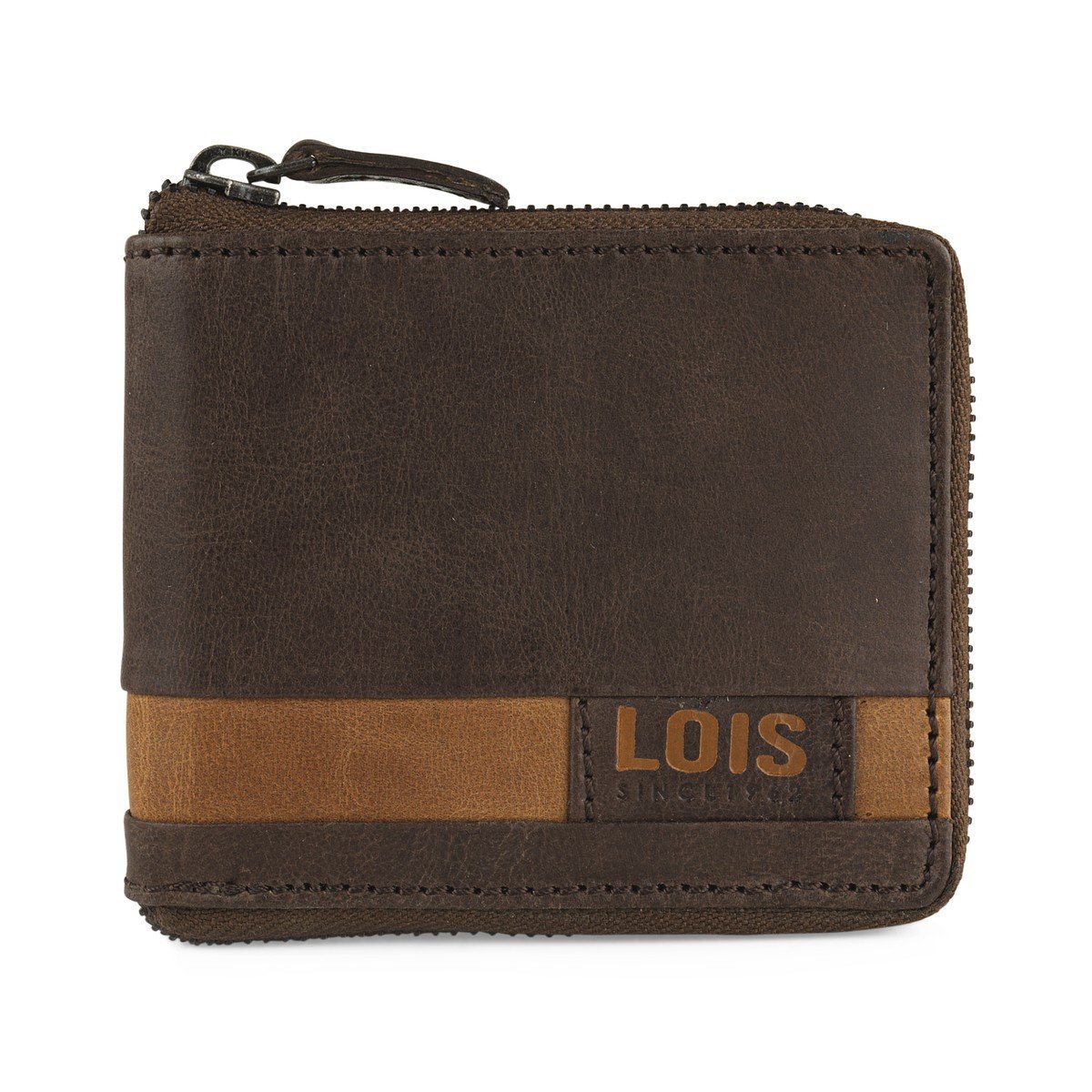 Cartera de piel hombre apaisada con cremallera Lois Dayton - KimondoShop