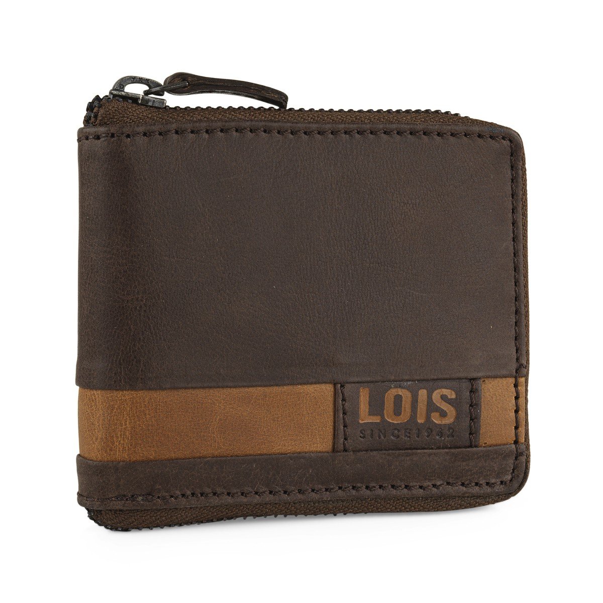 Cartera de piel hombre apaisada con cremallera Lois Dayton - KimondoShop