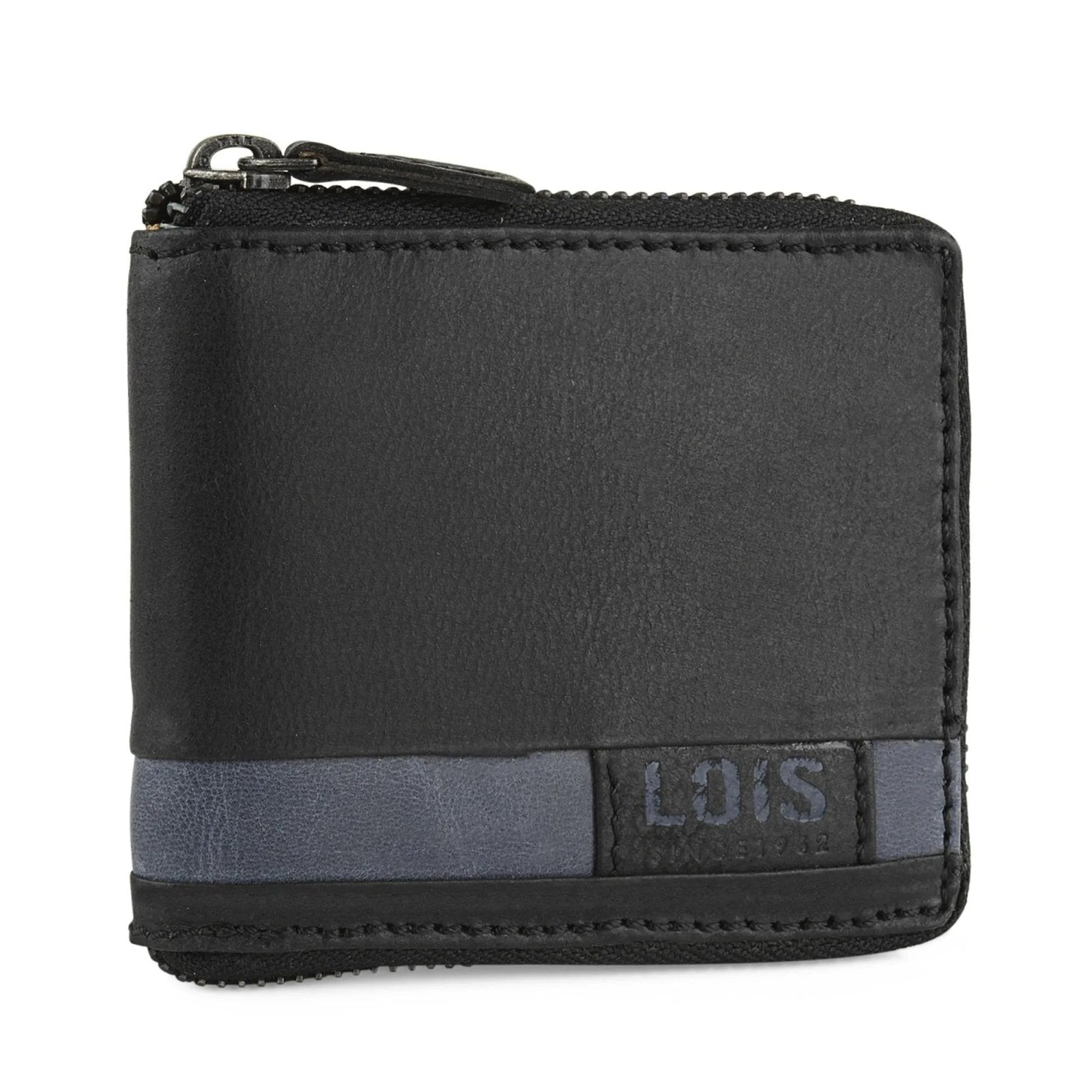 Cartera de piel hombre apaisada con cremallera Lois Dayton - KimondoShop