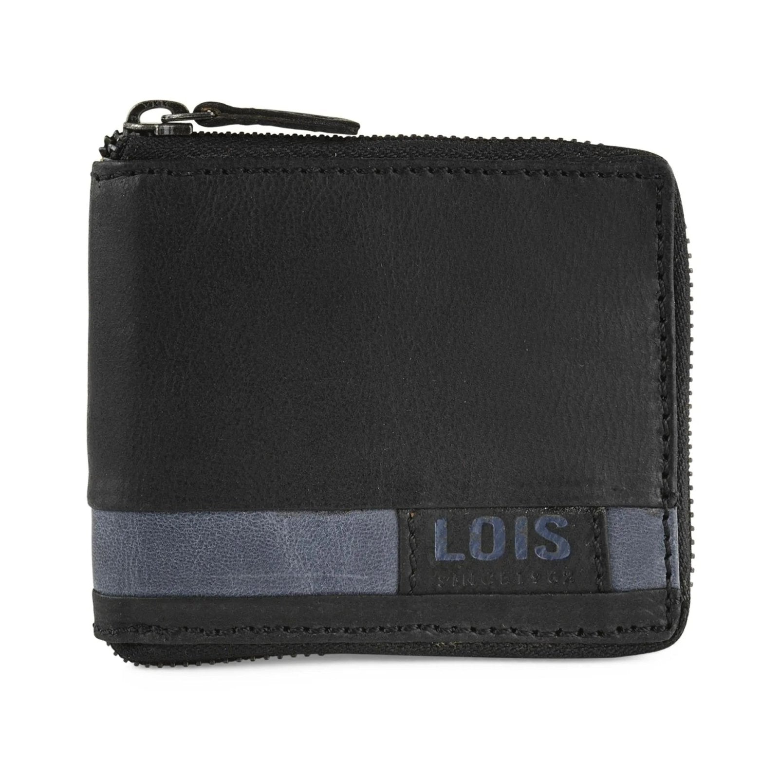 Cartera de piel hombre apaisada con cremallera Lois Dayton - KimondoShop