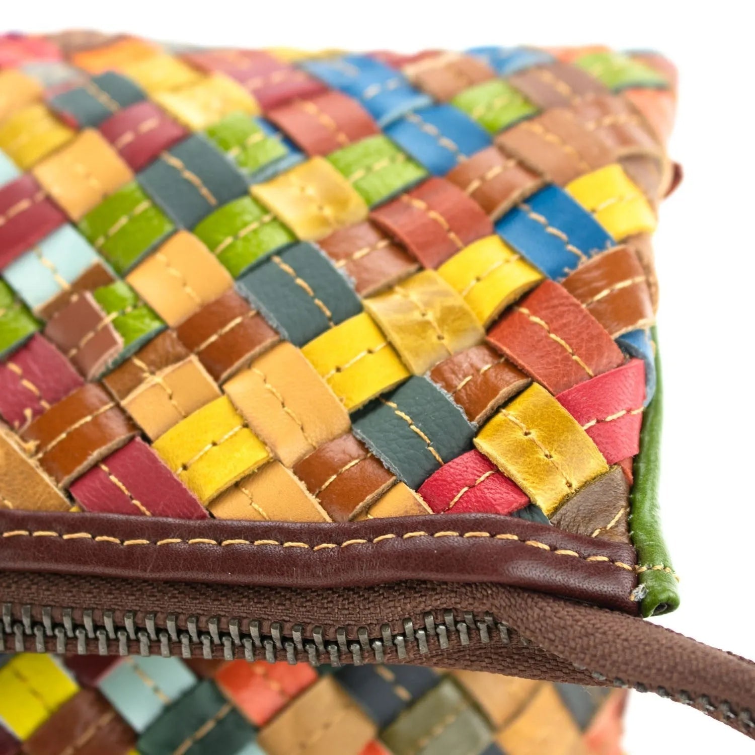 Mochila cuadrada con solapa de Piel Pregato Mosaic - KimondoShop