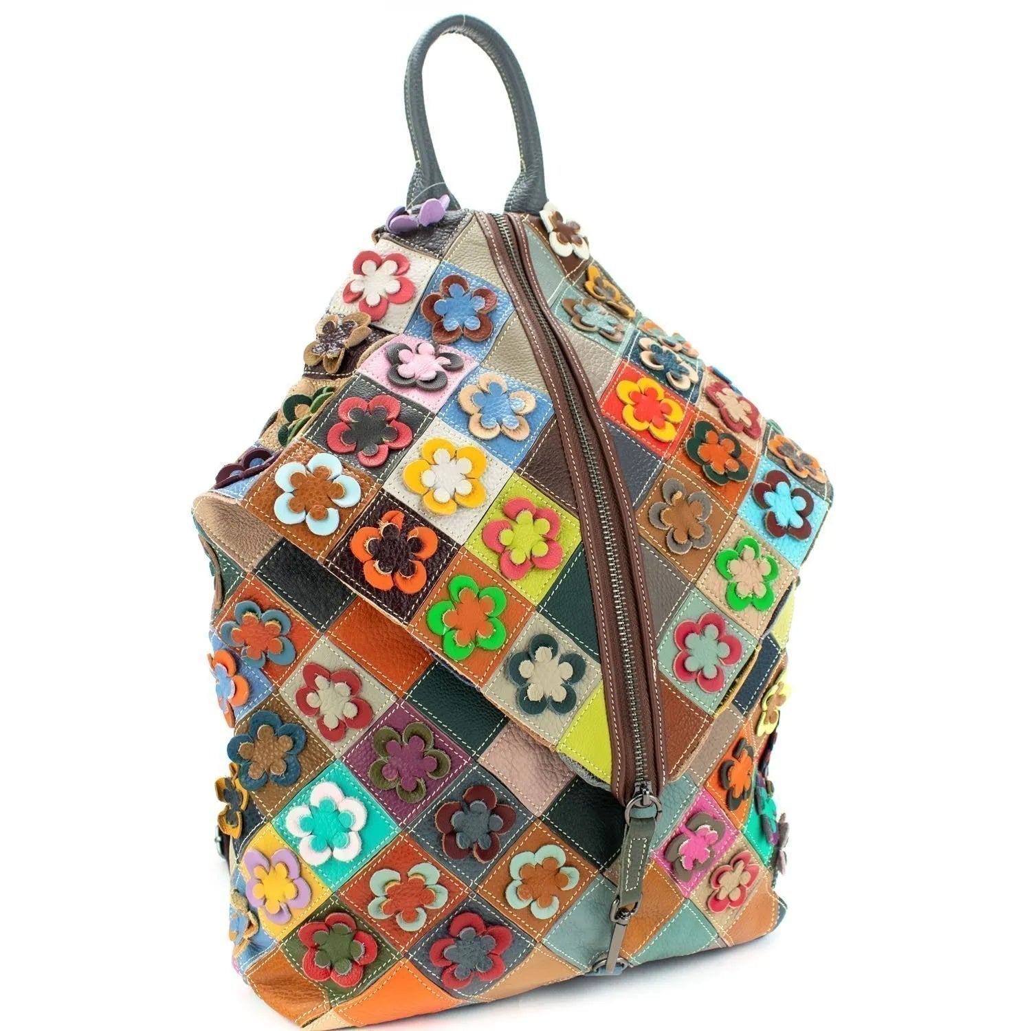 Mochila pera de Piel Pregato Mosaic Flowers - KimondoShop