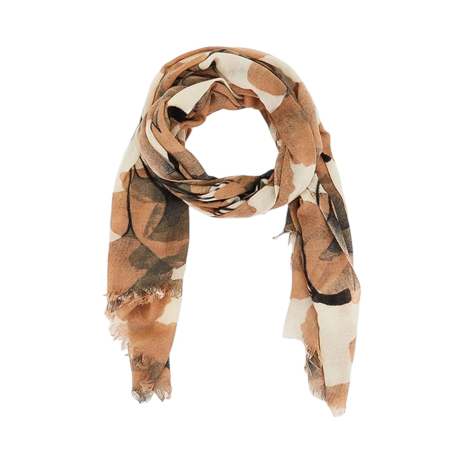 Pañuelo de lana estampado Abbacino Kramer Camel - KimondoShop